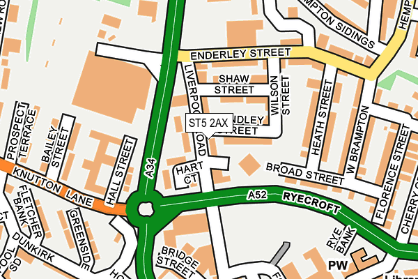 ST5 2AX map - OS OpenMap – Local (Ordnance Survey)