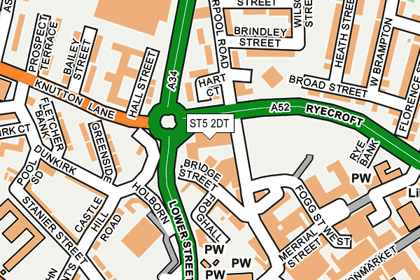 ST5 2DT map - OS OpenMap – Local (Ordnance Survey)