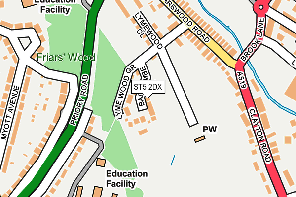 ST5 2DX map - OS OpenMap – Local (Ordnance Survey)