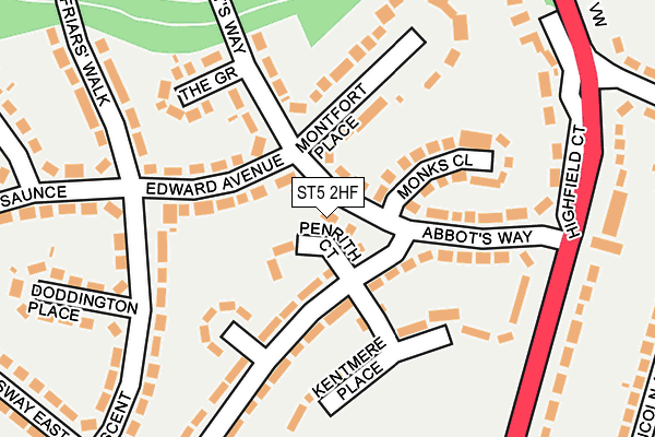 ST5 2HF map - OS OpenMap – Local (Ordnance Survey)