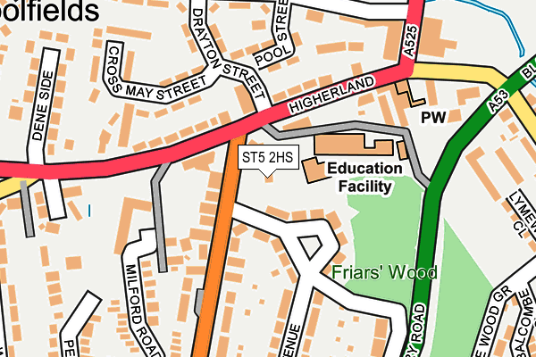 ST5 2HS map - OS OpenMap – Local (Ordnance Survey)