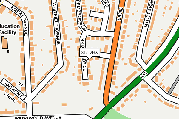 ST5 2HX map - OS OpenMap – Local (Ordnance Survey)