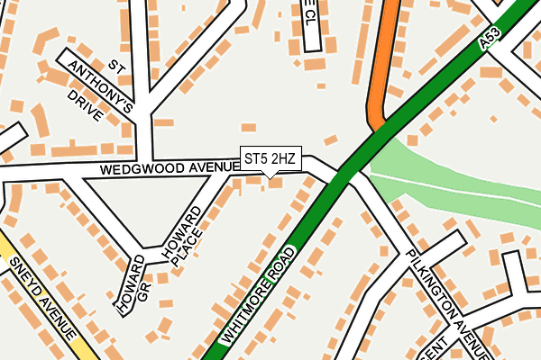 ST5 2HZ map - OS OpenMap – Local (Ordnance Survey)