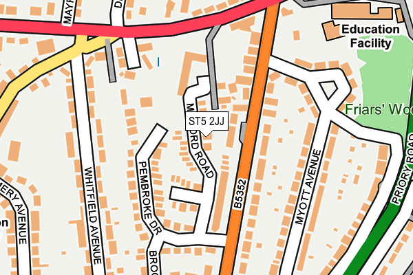 ST5 2JJ map - OS OpenMap – Local (Ordnance Survey)