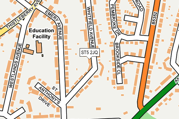 ST5 2JQ map - OS OpenMap – Local (Ordnance Survey)