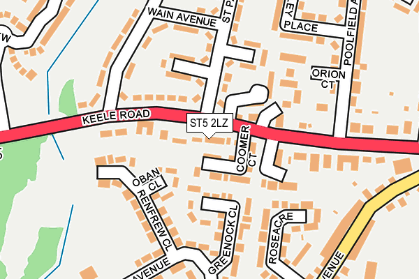 ST5 2LZ map - OS OpenMap – Local (Ordnance Survey)