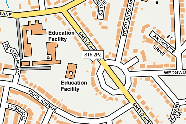 ST5 2PZ map - OS OpenMap – Local (Ordnance Survey)