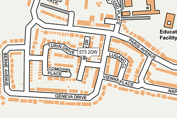 ST5 2QW map - OS OpenMap – Local (Ordnance Survey)