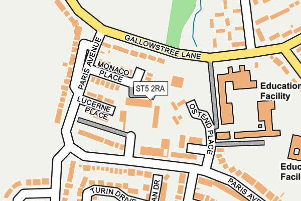 ST5 2RA map - OS OpenMap – Local (Ordnance Survey)