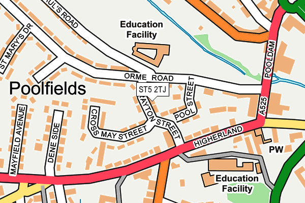 ST5 2TJ map - OS OpenMap – Local (Ordnance Survey)