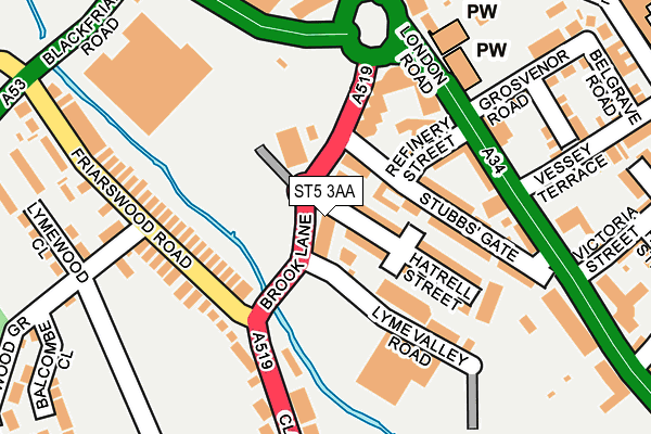 ST5 3AA map - OS OpenMap – Local (Ordnance Survey)