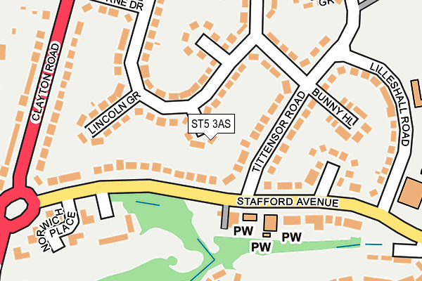 ST5 3AS map - OS OpenMap – Local (Ordnance Survey)