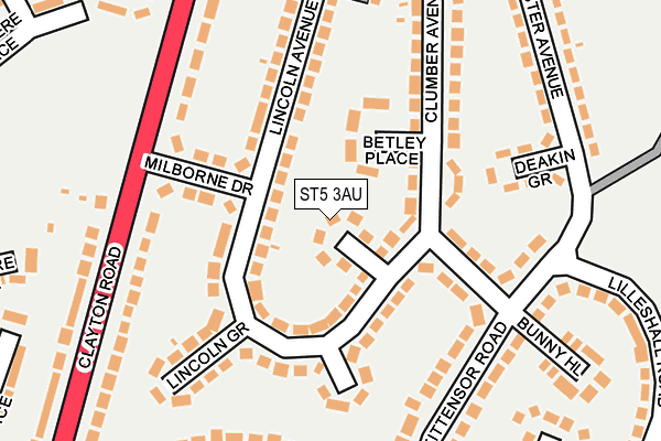 ST5 3AU map - OS OpenMap – Local (Ordnance Survey)