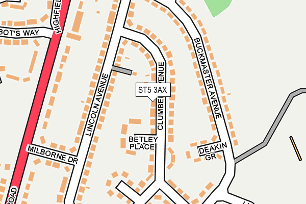 ST5 3AX map - OS OpenMap – Local (Ordnance Survey)