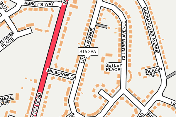 ST5 3BA map - OS OpenMap – Local (Ordnance Survey)