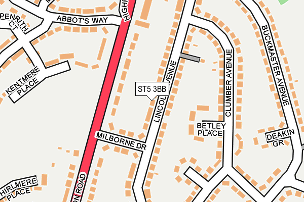 ST5 3BB map - OS OpenMap – Local (Ordnance Survey)