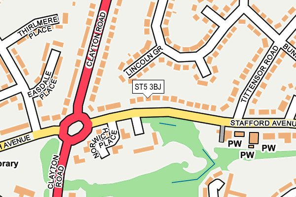 ST5 3BJ map - OS OpenMap – Local (Ordnance Survey)
