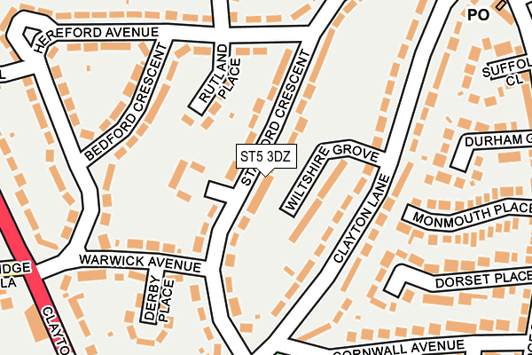 ST5 3DZ map - OS OpenMap – Local (Ordnance Survey)