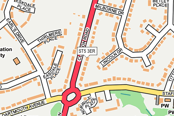 ST5 3ER map - OS OpenMap – Local (Ordnance Survey)
