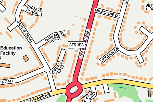 ST5 3ES map - OS OpenMap – Local (Ordnance Survey)