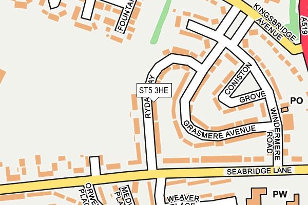 ST5 3HE map - OS OpenMap – Local (Ordnance Survey)