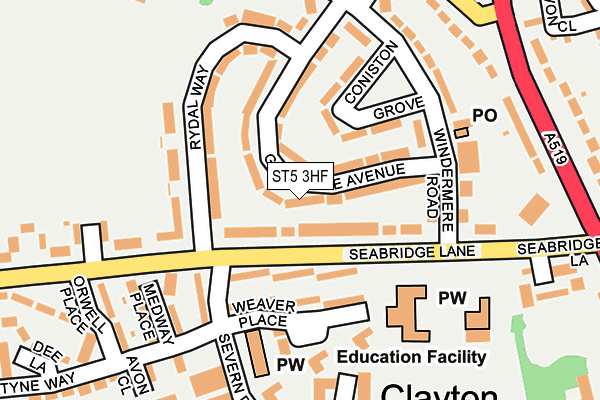 ST5 3HF map - OS OpenMap – Local (Ordnance Survey)