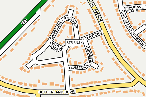 ST5 3NJ map - OS OpenMap – Local (Ordnance Survey)