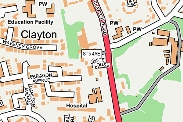 ST5 4AE map - OS OpenMap – Local (Ordnance Survey)
