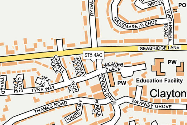 ST5 4AQ map - OS OpenMap – Local (Ordnance Survey)