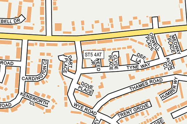 ST5 4AT map - OS OpenMap – Local (Ordnance Survey)