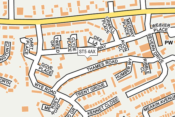 ST5 4AX map - OS OpenMap – Local (Ordnance Survey)