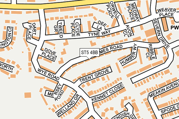 ST5 4BB map - OS OpenMap – Local (Ordnance Survey)