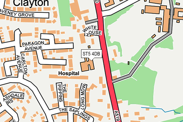 ST5 4DB map - OS OpenMap – Local (Ordnance Survey)