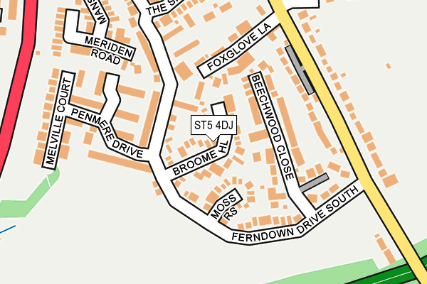ST5 4DJ map - OS OpenMap – Local (Ordnance Survey)