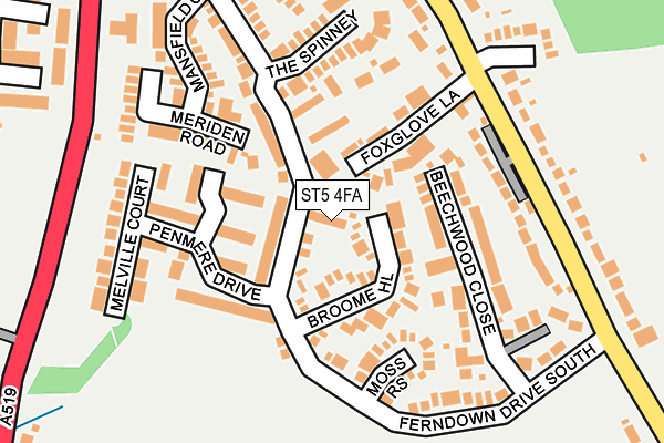 ST5 4FA map - OS OpenMap – Local (Ordnance Survey)