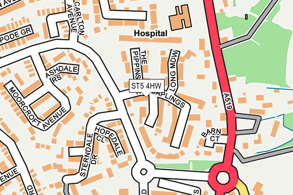 ST5 4HW map - OS OpenMap – Local (Ordnance Survey)