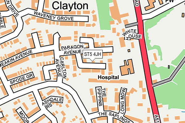 ST5 4JH map - OS OpenMap – Local (Ordnance Survey)