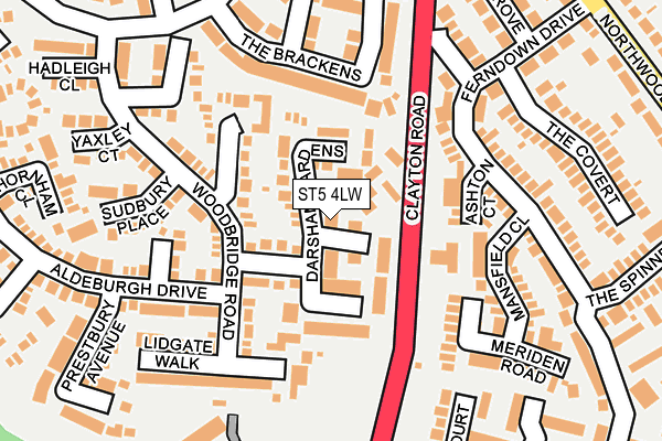 ST5 4LW map - OS OpenMap – Local (Ordnance Survey)