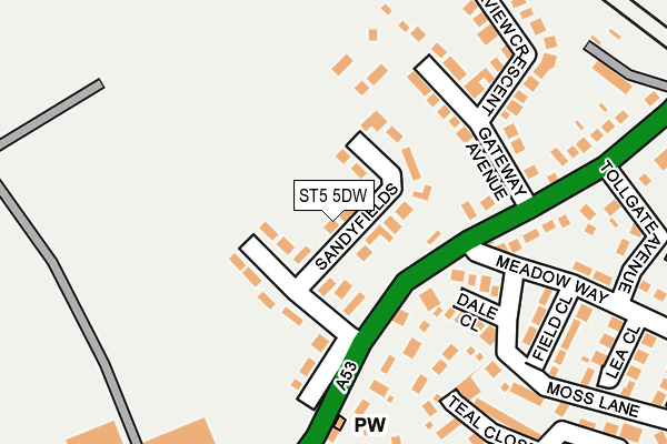 ST5 5DW map - OS OpenMap – Local (Ordnance Survey)