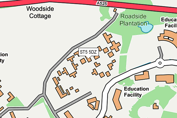 ST5 5DZ map - OS OpenMap – Local (Ordnance Survey)