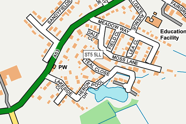ST5 5LL map - OS OpenMap – Local (Ordnance Survey)