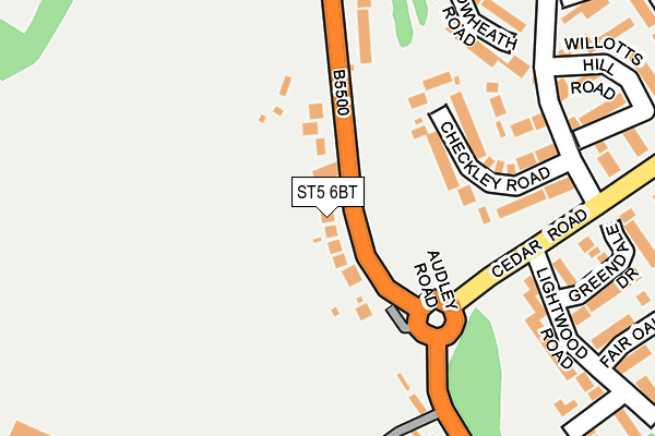 ST5 6BT map - OS OpenMap – Local (Ordnance Survey)