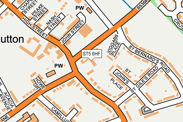 ST5 6HF map - OS OpenMap – Local (Ordnance Survey)