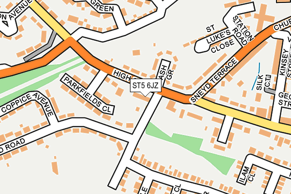 ST5 6JZ map - OS OpenMap – Local (Ordnance Survey)