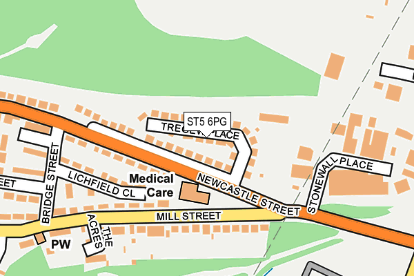 ST5 6PG map - OS OpenMap – Local (Ordnance Survey)