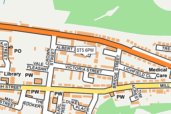 ST5 6PW map - OS OpenMap – Local (Ordnance Survey)