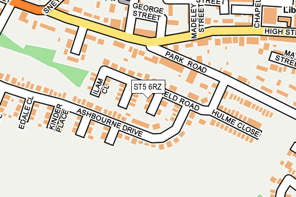 ST5 6RZ map - OS OpenMap – Local (Ordnance Survey)