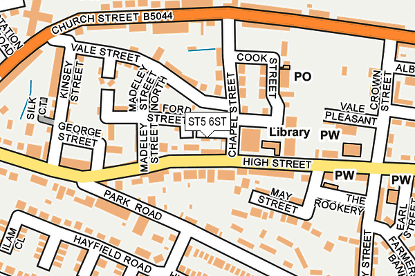 ST5 6ST map - OS OpenMap – Local (Ordnance Survey)