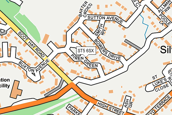ST5 6SX map - OS OpenMap – Local (Ordnance Survey)
