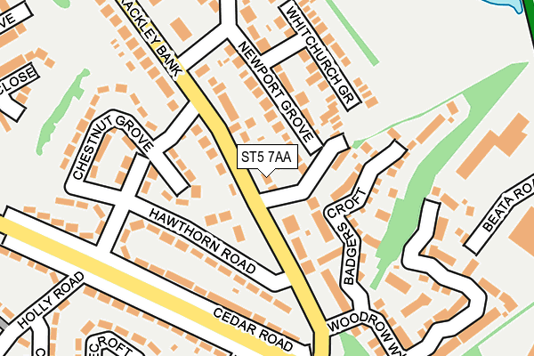ST5 7AA map - OS OpenMap – Local (Ordnance Survey)